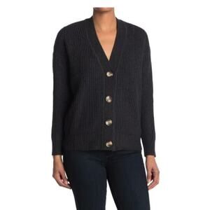 Cloth by Design Womens Pointelle Tunic Cardigan in Coal Melan(Black Wash) Medium
